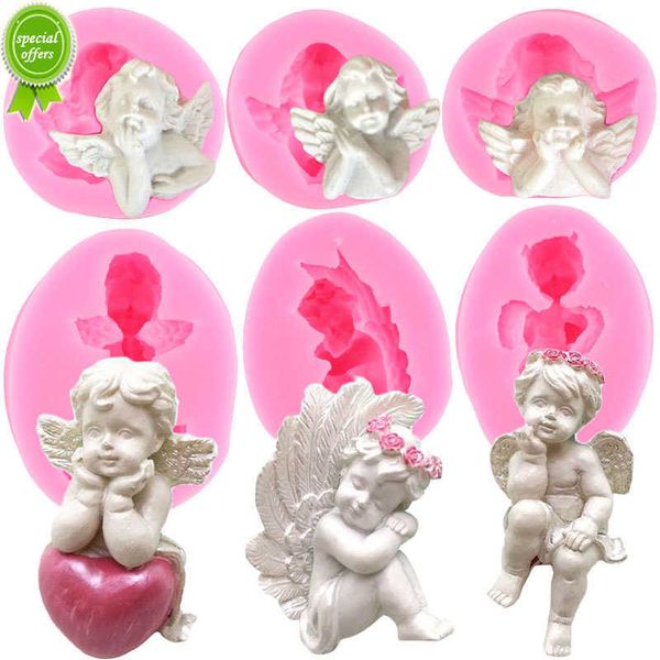 Yeni 3D Cupid Angel Bebek Silikon Fondan Kalıplar Kek Dekorasyon Araçları Sabun Reçine Çikolatalı Şeker Tatlı Cupcake Mutfak Pişirme Kalıp