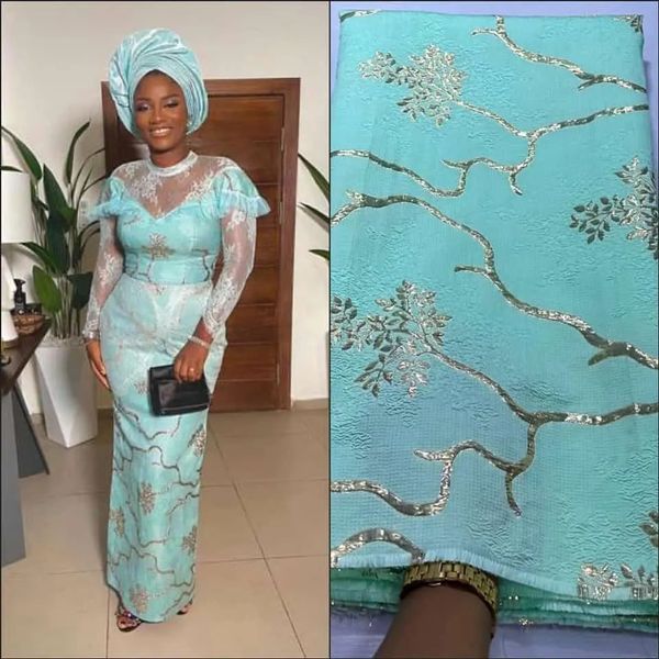 Ткань африканский тюль кружевная ткань атласная нигерийская парча позолоченная жаккардовая кружевная ткань для шитья свадебного платья женская ткань PL194 231129