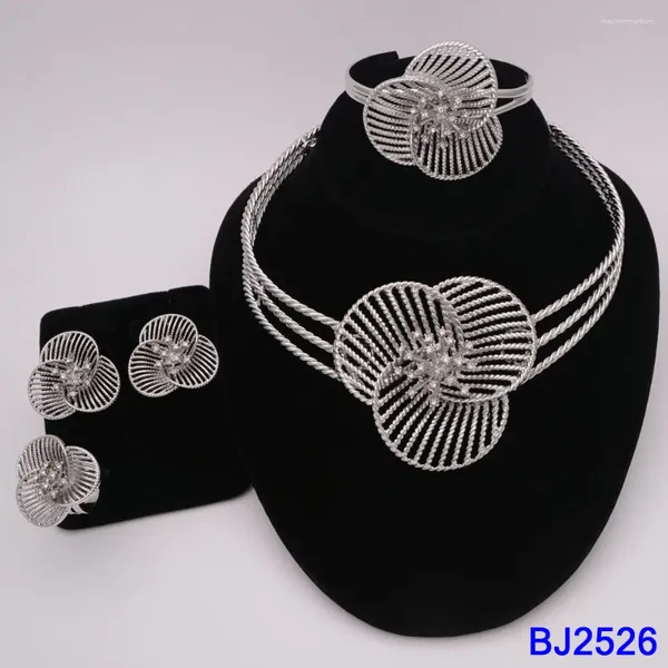 Colar brincos conjunto africano 18k banhado a ouro jóias para mulheres argola e pingente cor italiana casamentos pulseira anel jóias