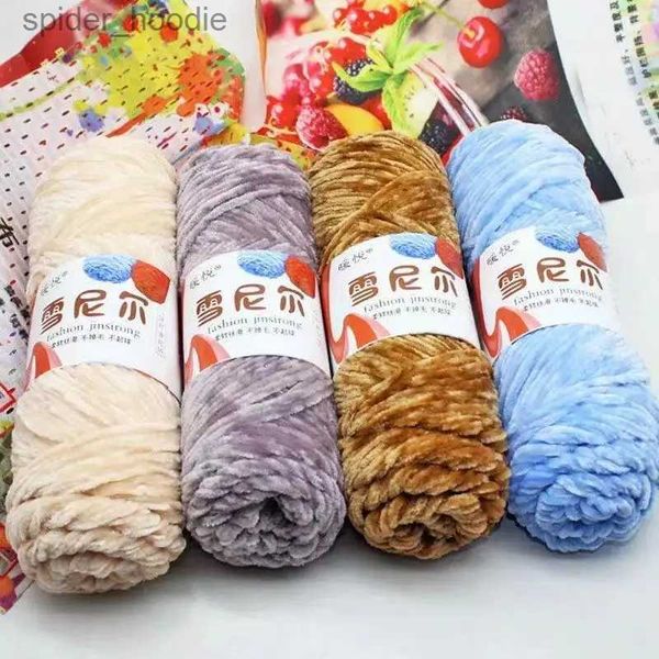 İplik 100g/Rulo Velvet İplik Pilter Karma Pamuk Şenil Tığ Örgüsü İplik Yumuşak Bebek İplik İplik Kalın Eşarp DIY El Knited L231211