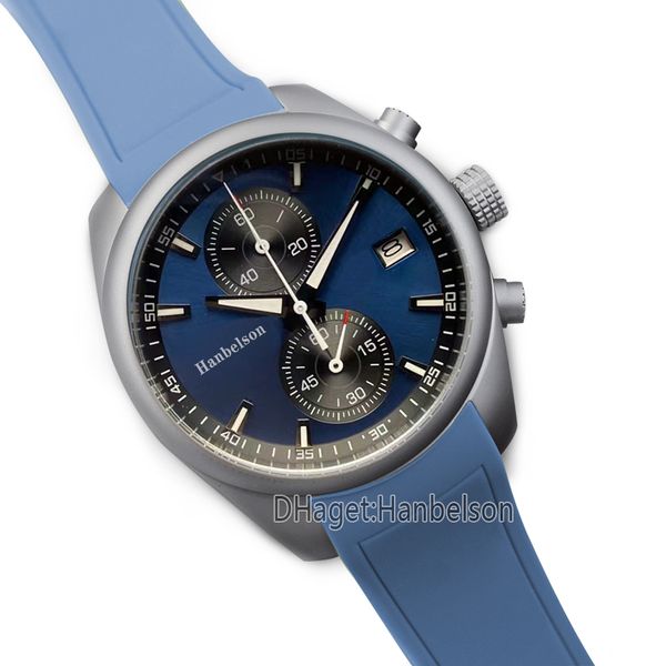 Relógio masculino estilo esportivo de corrida Japão VK Movimento de quartzo Uhr Mostrador azul Cronógrafo Pulseira de borracha Relógios de pulso