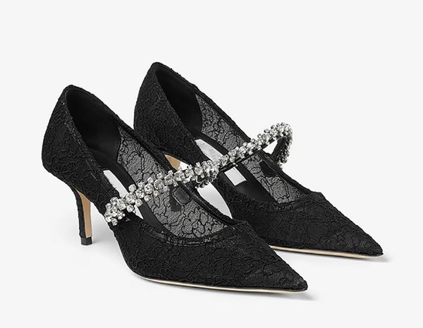 Популярные модельные туфли с острым носком и кристаллами. Дизайнерские легкие черные сандалии на шнуровке. Вечерние женские туфли на высоком каблуке EU35-42 с коробкой.