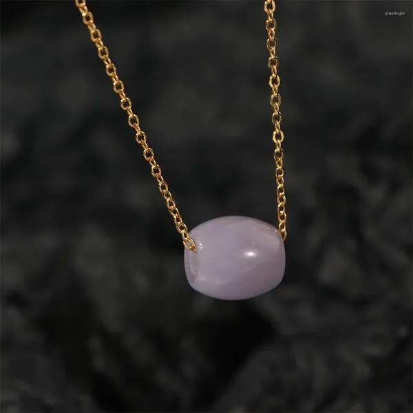 Collane con ciondolo Giada Viola Colore Quarzite Collana da donna Accessori per gioielli Choker stile coreano Amanti Catena clavicola