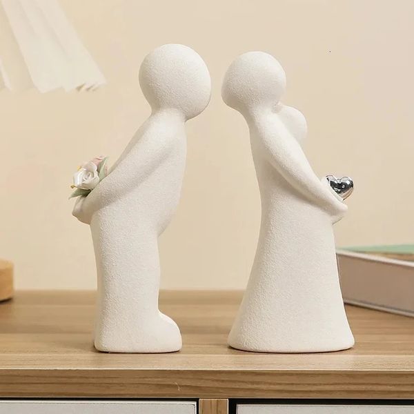 Novidade Itens Nordic Home Decor Escritório Abstrato Casal Escultura Moderna Sala de Estar Decoração Mesa Estatueta Mini Ornamento Figura Estátua Presente 231129