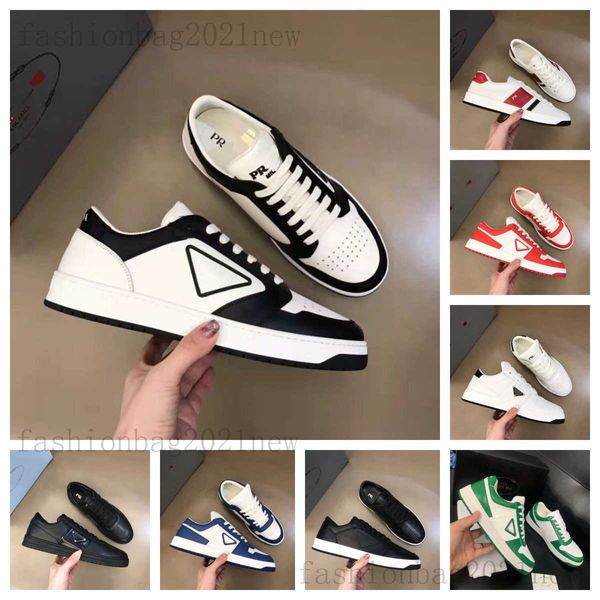 Designer Luxury Casual Plaid Shoes Derma Leather Sneakers Treinadores de fundo plano para homens e mulheres Moda de couro Nylon Black White Shoes Outdoor Runner Sport Shoe