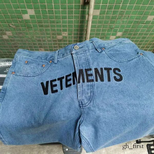 Vetements Herren-Jeans Real S, hochwertige Herren-Damen-Jeans von Survêtements, modische Hosen mit bestickten Buchstaben, lässige Hose mit geradem Bein, 833
