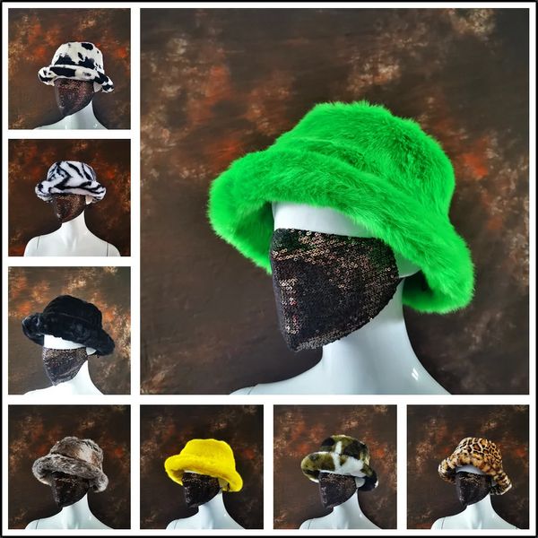 Geniş Memlu Şapkalar Kova Şapkaları Moda Sonbahar Kış Kadınlar Sahte Kürk Kova Şapkası Tavşan Katı Kalınlaştırılmış Yumuşak Sıcak Adam Balıkçılık Kapağı Açık Tatil Kız Şapkası 231130