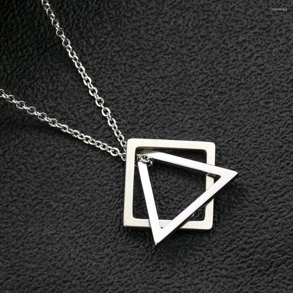 Anhänger Halsketten Einfache Titan Stahl Geometrische Halskette Dreieck Quadratisch Hip-Hop Mann Punk Street Dance E-Boy Kette Party Schmuck Geschenk