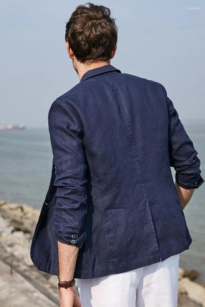 Männer Jacken 2023 Frühling Casual Blazer Männer Einfarbig Anzüge Reinem Leinen Plus Größe Atmungsaktive Drehen-unten Kragen Oberbekleidung