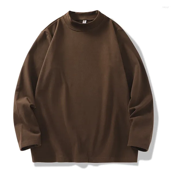 Maglioni da uomo Maglietta di base solida di lana Manica lunga Mezza dolcevita Maglione pullover caldo Magliette casual Abbigliamento uomo Camicia che tocca il fondo