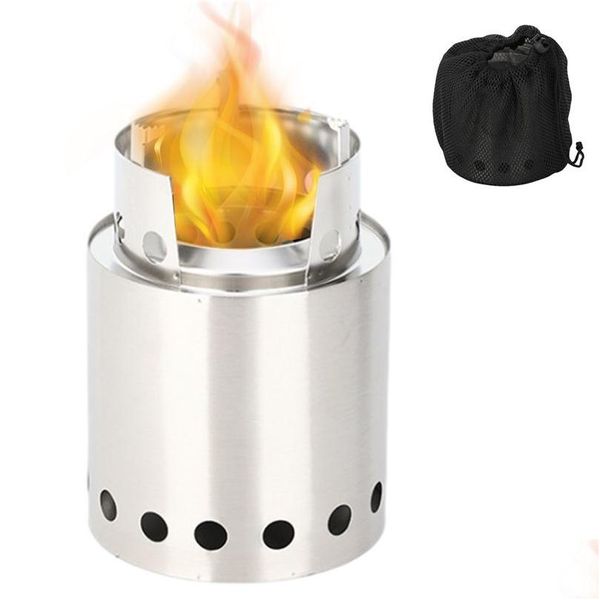 Gadgets ao ar livre Bonfire Pit Fogão de Madeira Aço Inoxidável Cam Portátil Aquecimento de Inverno Prático 220225 Drop Delivery Sports Outdoo Dhbh9