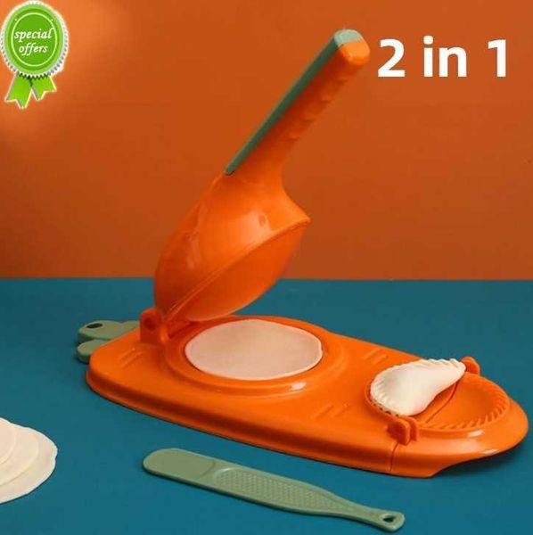 Neue 2-in-1-Knödelmaschine DIY Kit Wrapper Presser Manuelle arbeitssparende Ravioli Empanadas Teighautformmaschine Küchenhelfer