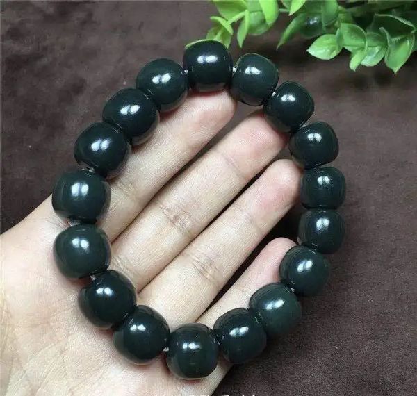 Corrente Genuína Grau A Hetian Jade Pulseira Homens Mulheres Cura Gemstone Fine Jewelry Pedra Natural Nephrite Verde Jades Pulseiras Bangle 231130