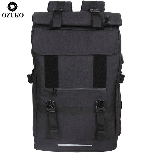 Ozuko 40L Büyük Kapasiteli Seyahat Sırt Çantaları Erkekler USB Ücret Dizüstü Bilgisayar Sırt Çantası Gençler için Çok Fonksiyonlu Seyahat Erkek Okul Çantası 211203286m