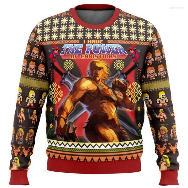 Hoodies masculinos HEYYEYA HE-MAN Feio Camisola de Natal Presente Papai Noel Pulôver Homens Moletom 3D e Top Outono Inverno Cl