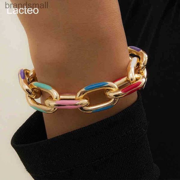 Designer-Armband Lacteo Bohemian Bunt lackiertes Aluminium-Ketten-Charm-Armband Schmuck für Frauen Fashion Trendy Cross Armreif