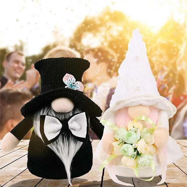 Oggetti decorativi Figurine Adorabile Gnomo a tema di matrimonio Bambola di peluche Creativo Sposa e sposo Tomte Ornamento da tavolo Decorazioni per la casa307s