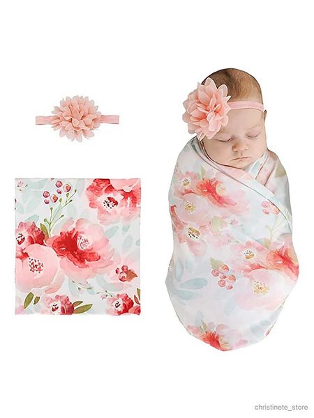 Cobertores swaddling peônia padrão bebê swaddle unisex cobertor macio de seda leve unisex cobertor confortável e respirável
