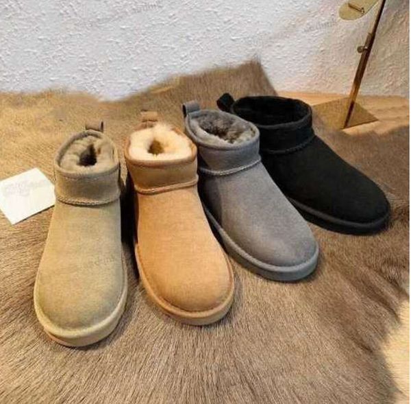 Botas Venda Quente Austrália Australian Classic Quente EUA GS 585401 Mulheres Mini Bota de Neve Inverno Pele Completa Fofo Peludo Cetim AnkleUGG Sapatos de Alta Qualidade