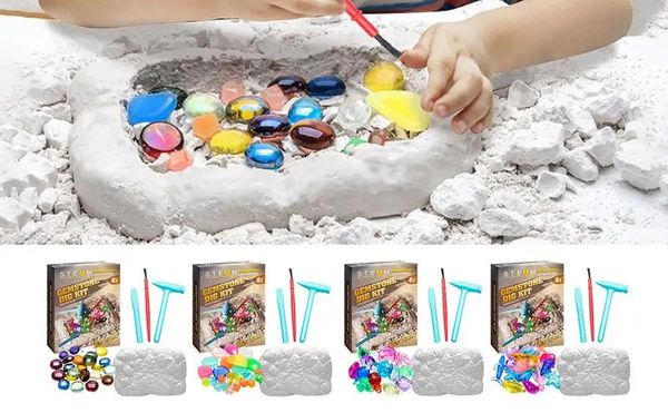 Juegos novedosos Temas múltiples DIY Kit de excavación de gemas para niños Arqueología Excavación Ciencia Exploración Rompecabezas Juguetes Navidad regalos de cumpleaños 231129