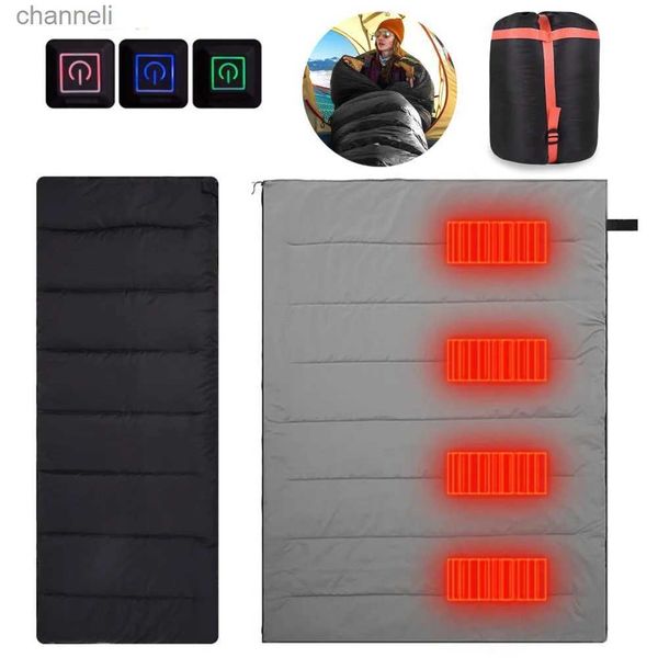 Sacos de dormir Saco de dormir com aquecimento elétrico de 20 graus Cobertor de 3 níveis USB / Type-C Saco de dormir aquecido ultraleve recarregável com saco de armazenamento YQ231130