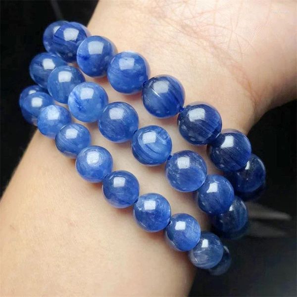 Strand natural kyanite pulseira cura moda reiki cristal pedra preciosa homem mulher fengshui jóias presente do feriado 1 pçs