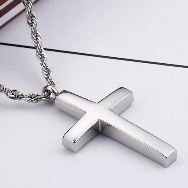 Anhänger Halsketten Koreanische Version des christlichen Titanstahls Glattkreuz Herrenschmuck