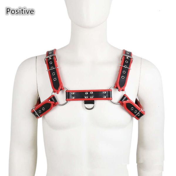 Prodotti per massaggi Maschile di alta qualità Sexyy regolabile in pelle BDSM Bondage Gear Petto Crop Top Harness Cintura per uomo Gay Fetish Costumi erotici