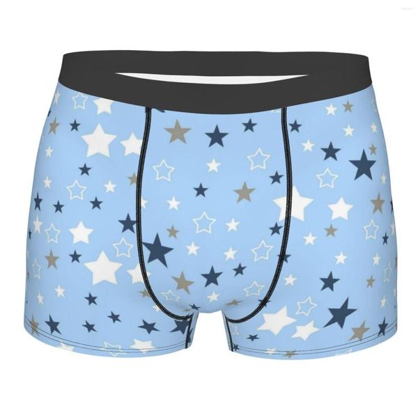 Underpants Blue Stars Tile Мужчины сексуальное нижнее белье боксер Hombre Boys Polyester Print Мягкие инструкции Boxershorts