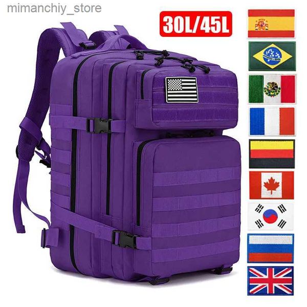 Sacos ao ar livre 3P Camuflagem 30L / 45L Homens Camping Mochilas Táticas Spots Bag Adicionar adesivos Ombros de alta capacidade Trave30Ll À prova de água ao ar livre Q231130