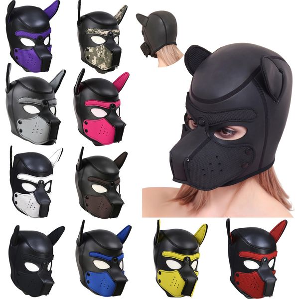 Cockrings Seksi Parti Maskeleri Köpek Hood Maskesi Oyun DOKU BÜYÜKLÜ LATEX Kauçuk Rol Oyun Cosplay Full Headars Cadılar Bayramı Maskesi Seks Oyuncak Çift 231130