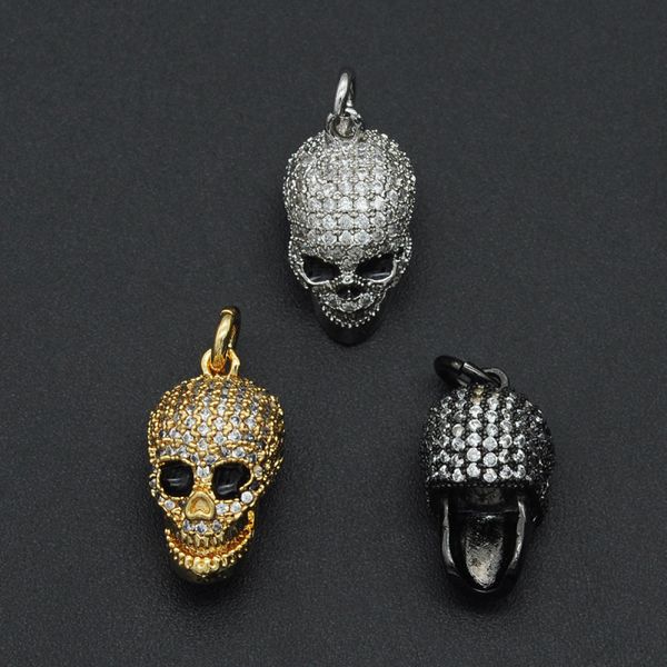 Hochwertiger CZ Micro Pave Skull Beads Charm DIY Pandora Anhänger für die Herstellung von Halskettenschmuck