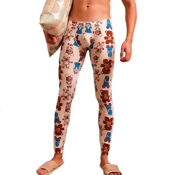 Intimo termico da uomo Intimo termico maschile Stampa Pantaloni termici sottili Mutande Fitnes Leggins Hombre Intimo lungo in cotone Uomo Pantaloni da notte 231130