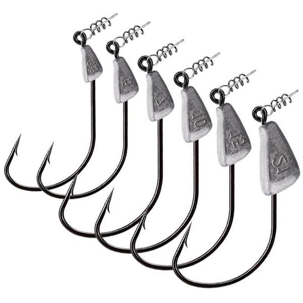 5 pezzi / lotto amo da pesca con testa jig di piombo 3 5g - 21g jig da pesca Ganci per esche da pesca morbide di ami in acciaio al carbonio fishhook288p