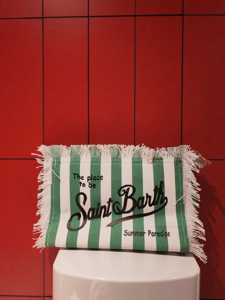 Borse da sera Borsa per il trucco con frange casual estive Stampa su tela Pochette St Bart Borsa da spiaggia per le vacanze 231129