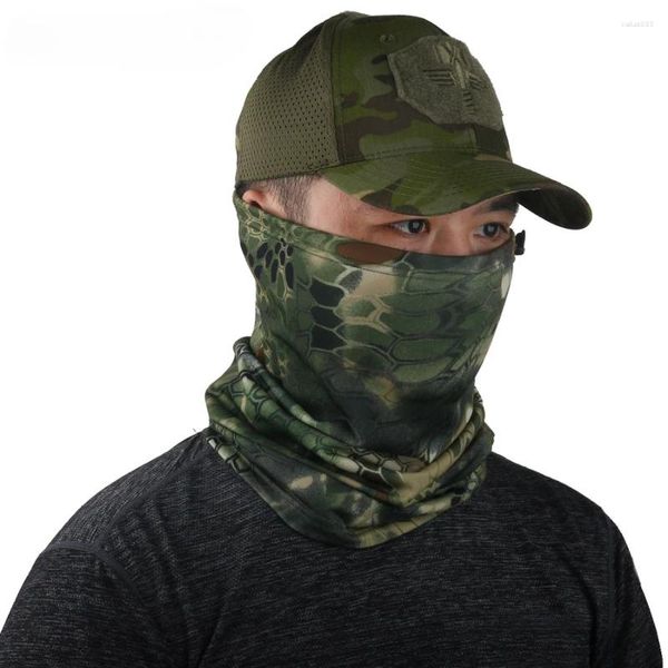 Bandanas camuflagem de secagem rápida bandana tático ciclismo ao ar livre elástico pescoço protetor solar e máscara de cobertura de cabeça à prova de areia