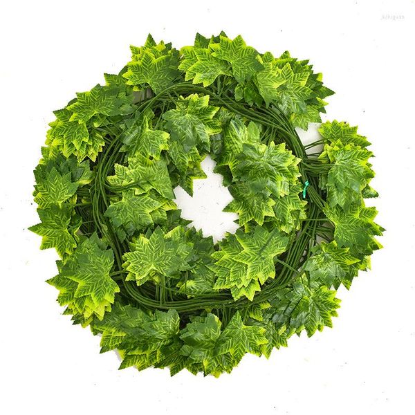 Flores decorativas 12pcs simulação uva videira folhas sempre verde decoração de teto de tubo de tubo verde hera verde