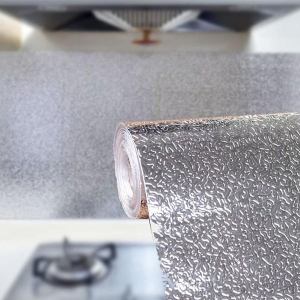 Papéis de parede Auto adesivo anti -óleo de cozinha de papel de parede de papel de alumínio adesivo de filme à prova d'água