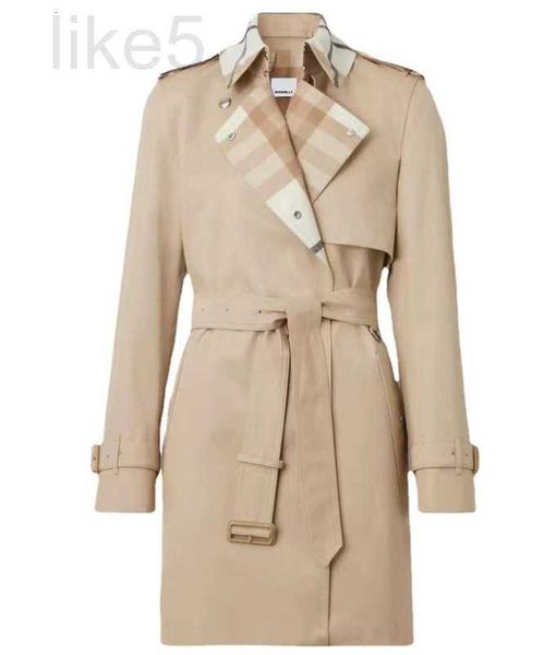 Trench da donna designer 23 anni Primavera e Autunno da banco boutique plaid splicing design classico trench da donna 1391