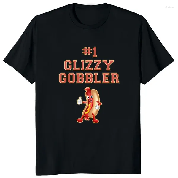 Herren T-Shirts 1 Glizzy Gobbler Nummer Eins Hund Weiner Eater Lustiges Essen Bedrucktes T-Shirt Lässige Mode Sommer Mann Hemd Loses T-Shirt