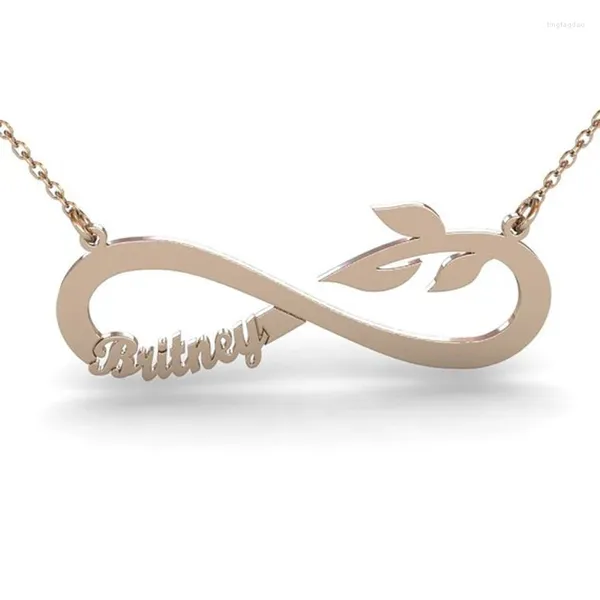 Anhänger Halsketten Ufine Personalisierte Name Geschenk Für Mädchen Mode Unendlichkeit Blatt Halskette Cooper Hohe Qualität N2161