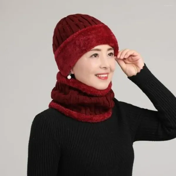 Berets cor sólida beanie chapéu cachecol conjunto inverno para homens mulheres aconchegante malha com forro de lã pescoço mais quente elegante