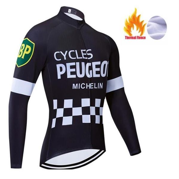 2022 Peugeot Maglia da ciclismo in pile termico invernale MTB Abbigliamento da bici Camicie da ciclismo Lunga Ropa Ciclismo Invierno Hombre Maillot255q