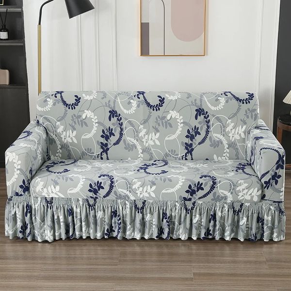Capas de cadeira impressas capa de sofá stretch sofá modelado slipcovers com saia lavável spandex protetor de móveis para sala de estar 231130