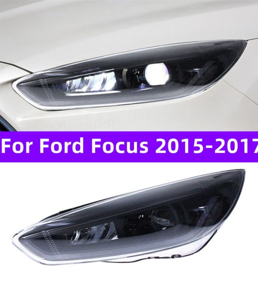 Per Ford Focus 20 15-20 17 Assemblaggio auto Lampada anteriore Refit Lente di proiezione Xenon Streamer Indicatori di direzione Luci di marcia diurna