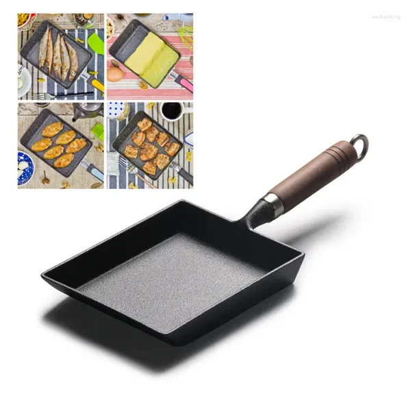 Сковороды в японском стиле, чугунная сковорода для омлета, кухонная антипригарная сковорода тамагояки, небольшой инструмент для приготовления пищи для домашнего завтрака, блинов