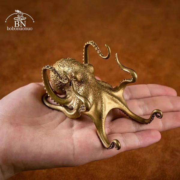 Objetos decorativos Figuras Metal Octopus Cuttlefish estátua mesa de estátua para suporte de corretores de corretores de corretores de pênal