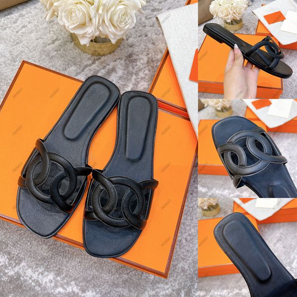 Design de luxo senhoras porco nariz sandálias chinelos couro esqueleto moda praia casual sapatos planos com caixa e saco de poeira 35-41