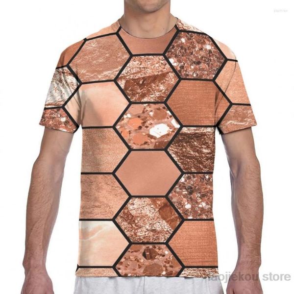 T-shirt da donna T-shirt da uomo Hexaglam in oro rosa T-shirt da donna con stampa all over Fashion Girl Shirt Boy Tops T-shirt a maniche corte estive