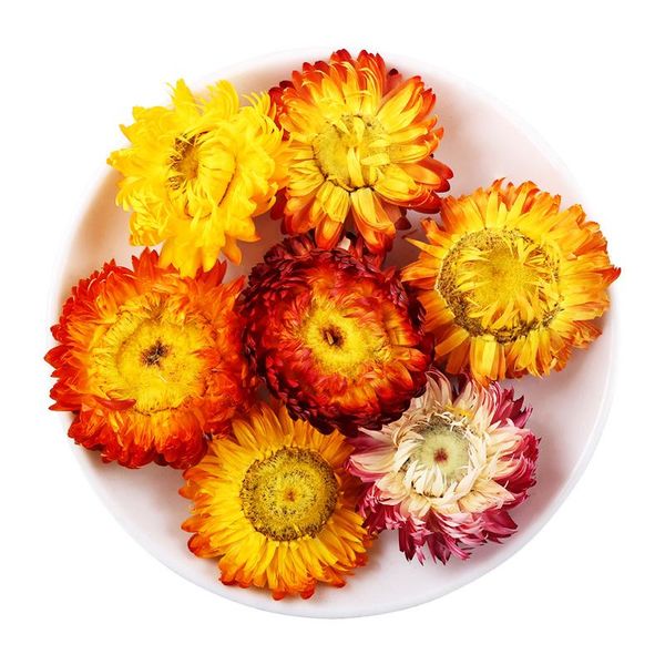 Ghirlande di fiori decorativi Fiori secchi di crisantemo a sette colori 100 g / 500 g Piccola testa di paglia margherita Ananas all'ingrosso
